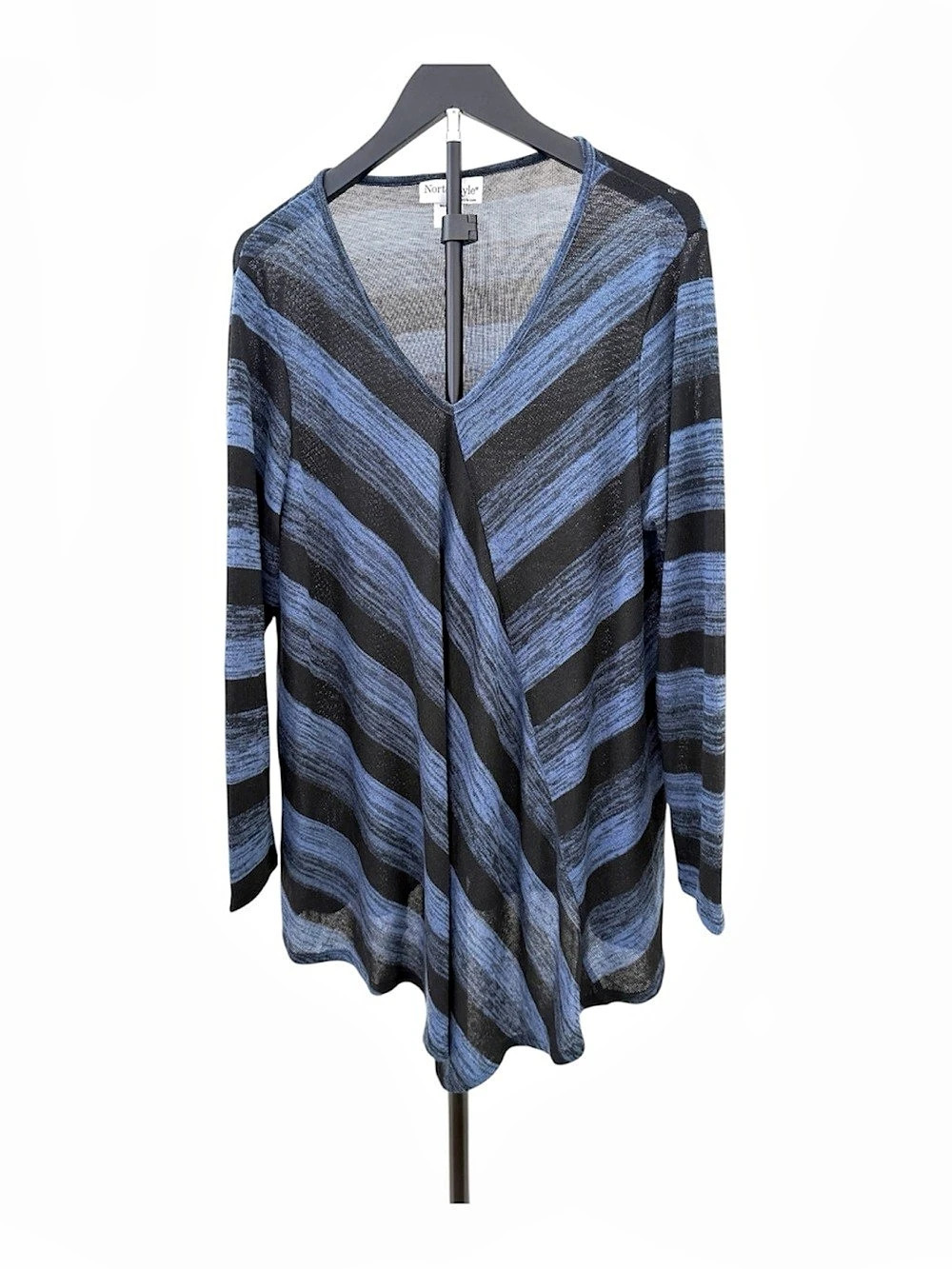 NorthStyle Striped V-Neck Tunic Blue & Black 1X